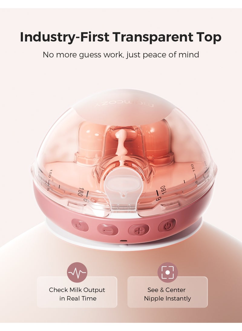 Momcozy Air 1 Ultra-Slim Breast Pump, Hands-Free Wearable Pump with Wireless Charging Case & App Control with Auto Mode & Full-Milk Alert, Industry-First Transparent Top for Easy Nipple Alignment - Image 3